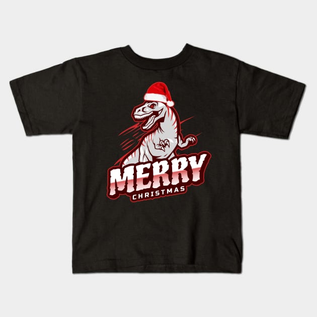 Christmas T-Rex Badass Dinosaur Design - Merry Xmas Kids T-Shirt by TheMemeCrafts